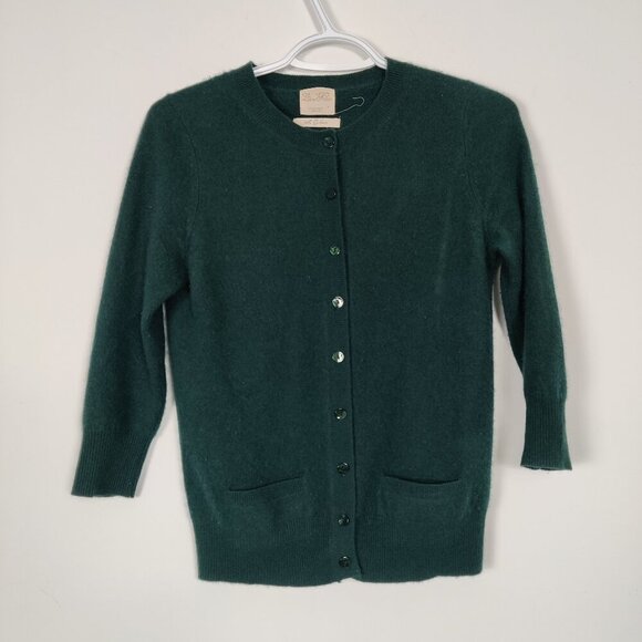 Zara Knit Women's Button Down 100% Cashmere Cardigan in Green Size Small - Picture 1 of 6